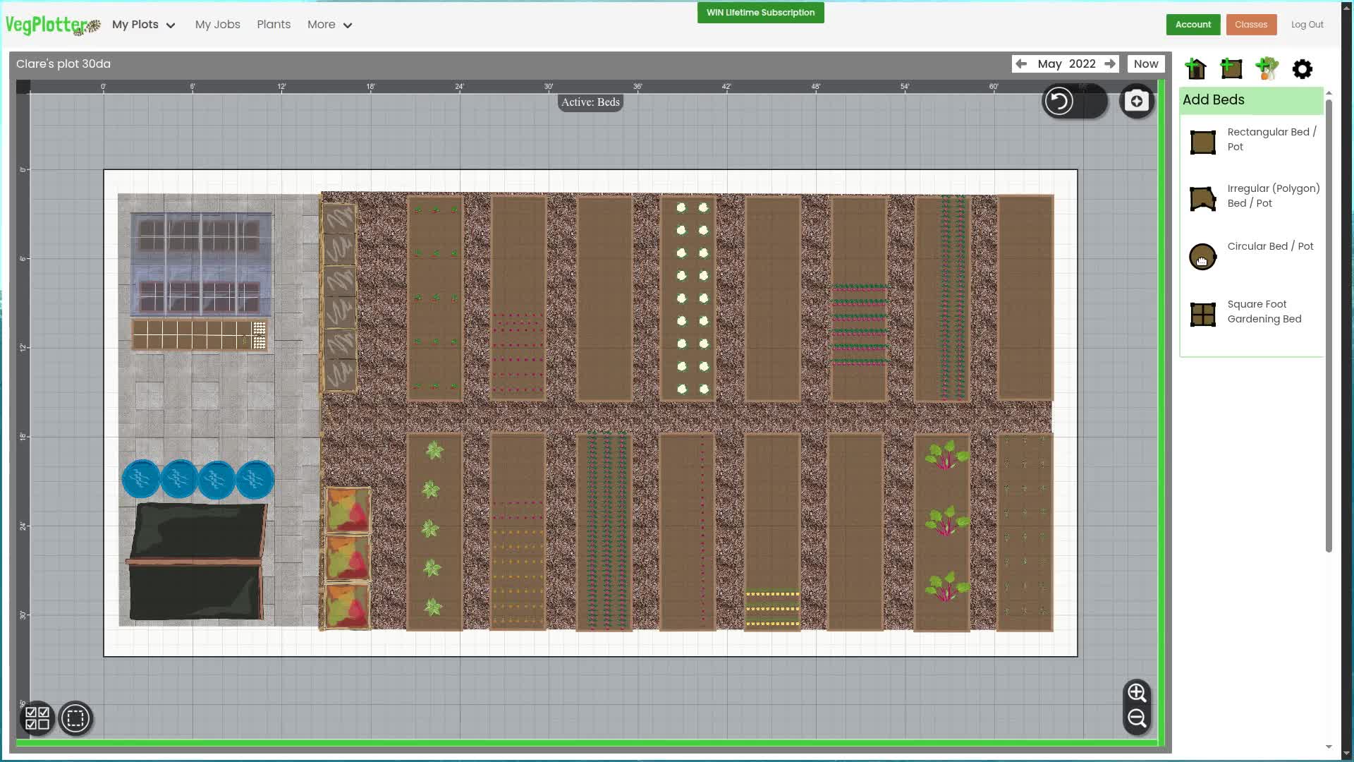 screenshot of a garden plan in vegplotter