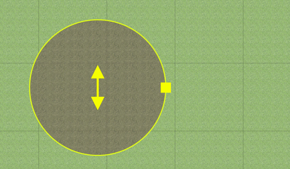 Round bed in VegPlotter's Vegetable Garden Planner showing the row direction control arrow