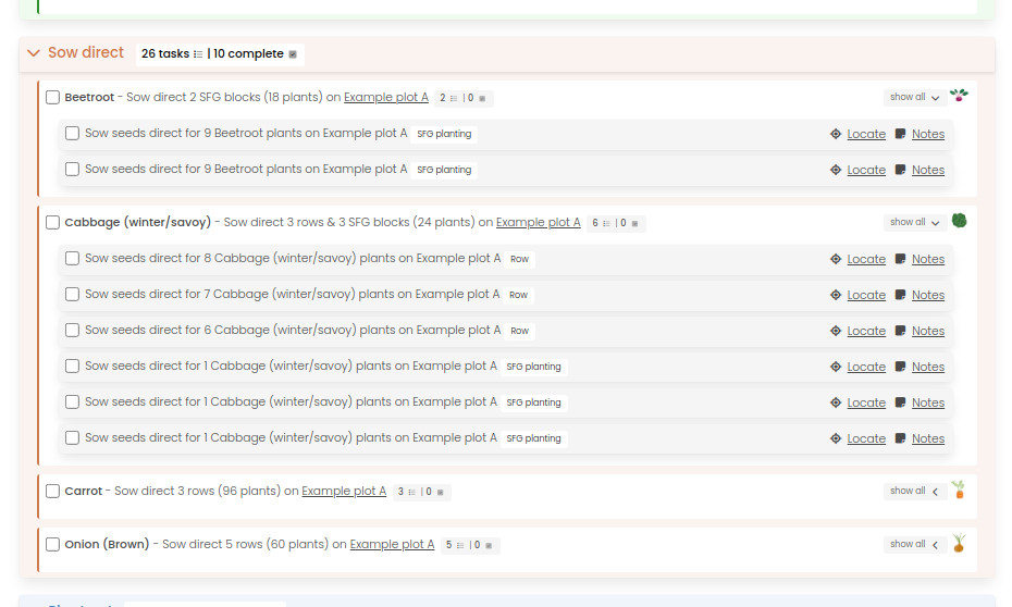 screenshot showing VegPlotters month selector controls